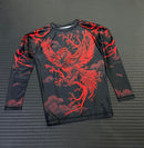 Rash Guard - Nippon Sport X Maga - 'Eagle' - Pitkähihainen - Musta/Punainen