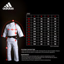 Judogi Adidas - Club 350 judopuku - Valkoinen, siniset raidat